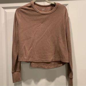 Feat nude dusty rose waffle knit long sleeve top